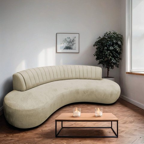 Sofá Orgânico 03 Lugares Sala Estar Celeste 200cm Bouclé