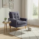 Ver imagem 3 de Poltrona Sala de Estar 92cm Design Moderno e Elegância Neutra para Sua Sala Cinza Ester