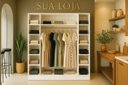 Ver imagem 6 de Armário Closet Modular 12 Prateleiras em Colméia e Arara Cabideiro Ana Branco