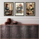 Ver imagem 1 de Kit 3 Quadros Decorativos para Atelier de Costura 45x34cm - com Vidro:madeira Branca