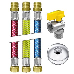 Kit Completo p/ Instalação de Aquecedores de Passagem a Gas Big Roco - Ref. 3113 | (M) 1/2 (F) 3/4 -