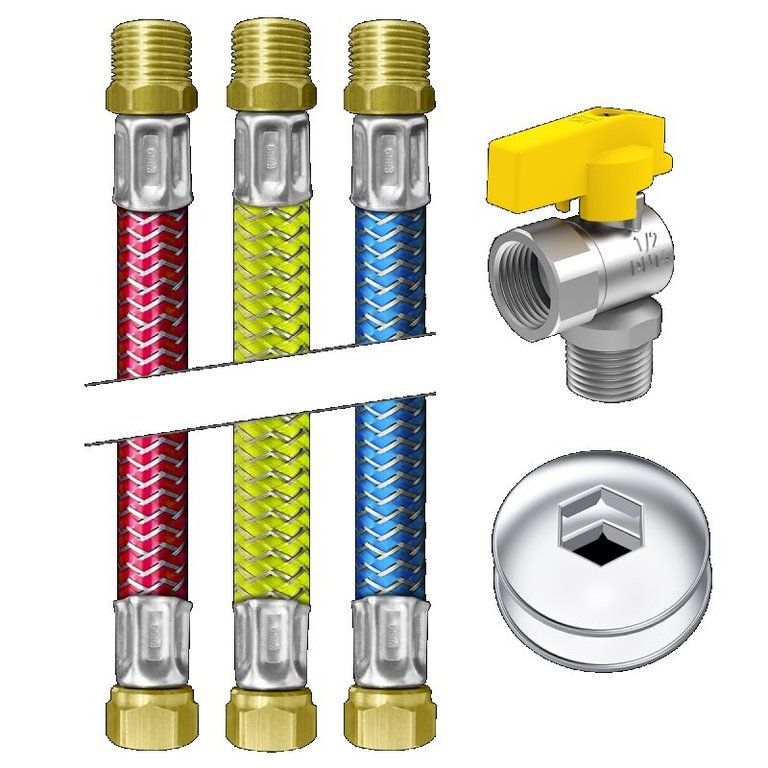 Kit Completo p/ Instalação de Aquecedores de Passagem a Gas Big Roco - Ref. 3113 | (M) 1/2 (F) 3/4 - Kit Completo p/ Instalação de Aquecedores de Passagem a Gas Big Roco - Ref. 3113 | (M) 1/2 (F) 3/4 -
