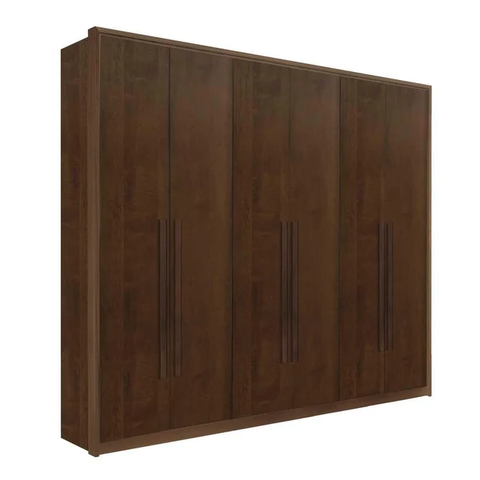 Guarda Roupa Casal 100% MDF 6 Portas 6 Gavetas 278cm Anápolis Castanho - Valverde