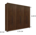Ver imagem 2 de Guarda Roupa Casal 100% MDF 6 Portas 6 Gavetas 278cm Anápolis Castanho - Valverde