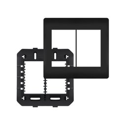 Placa Com Suporte Fame Habitat Black 4X4 Para 6 Módulos Horizontais Preta - 1 Placa Com Suporte Fame Habitat Black 4X4 Para 6 Módulos Horizontais Preta - 1