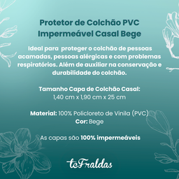 Protetor de Colchão Pvc Impermeável Casal Bege - 2