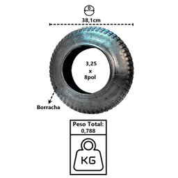 Pneu de Borracha para Roda Carrinho de Mão 8pol 45 50 e 60l - 2