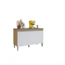 Ver imagem 3 de Balcão de Cozinha com Tampo Manu 3 Portas 1 Prateleira MDP 120cm Amêndoa AJL Móveis