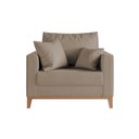 Ver imagem 4 de Kit 2 Poltronas Beny para Recepção com 2 Almofadas Veludo Bege Base em Madeira Maciça