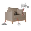 Ver imagem 5 de Kit 2 Poltronas Beny para Recepção com 2 Almofadas Veludo Bege Base em Madeira Maciça
