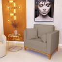 Ver imagem 2 de Kit 2 Poltronas Beny para Recepção com 2 Almofadas Veludo Bege Base em Madeira Maciça