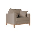 Ver imagem 3 de Kit 2 Poltronas Beny para Recepção com 2 Almofadas Veludo Bege Base em Madeira Maciça