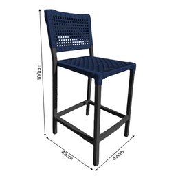 Conjunto Bistrô Champanheira Tampo Ripado e 2 Banquetas França Corda Náutica Azul Marinho - 4