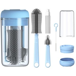 Kit Escovas de Limpeza 4 em 1 Mamadeira Garrafa Copo Bebe Criança Higiene Limpeza Viagem Bolsa Porta
