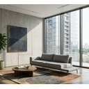 Ver imagem 1 de Sofá 2 Lugares Linho Living Contemporâneo Mescla Bege E Cinza Claro Com Base Em Courissimo Gelo.