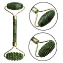 Ver imagem 4 de Kit 2 Rolo Massageador Facial Pedra de Jade + Placa Gua Sha