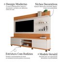 Ver imagem 3 de Home Estante Rodízios Cedro Off White e Nature com Nichos e Espaço para TV Grande