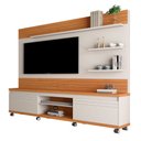 Ver imagem 2 de Home Estante Rodízios Cedro Off White e Nature com Nichos e Espaço para TV Grande