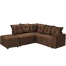 Sofá de Canto 5040 com 5 Lugares e Puff Grande de Tecido Suede Cor Marrom - 1