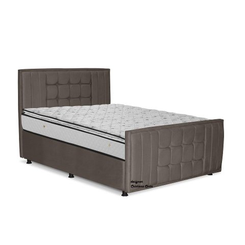 Cama com Cabeceira Casal Estofada Uvaia 140cm Suede: Marrom