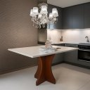 Ver imagem 1 de Mesa de Jantar Retangular MDF com Vidro 120x80cm 4 Lugares Off-white Luna