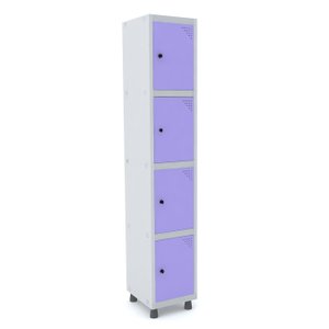 ROUPEIRO DE AÇO 1M 04 PORTAS PITÃO PANDIN - CINZA/LILÁS GRP 501/4 DI