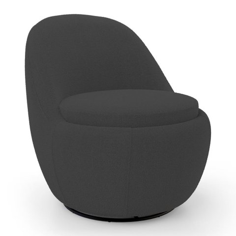 Poltrona Orgânica Living Memphis Base Giratória Bouclê Preto - Abmaza