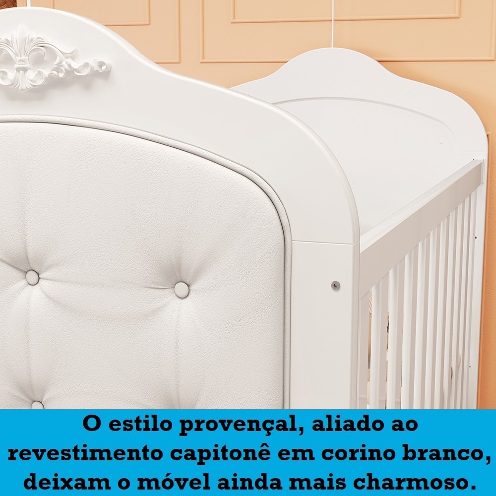 Berço Mini Cama 3 em 1 com Capitonê 100% MDF Maya Espresso Móveis - 8