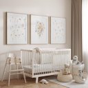 Ver imagem 2 de Kit 3 Quadros Decorativos Infantil - Jardim em Flores NO2 - 30x40 - Moldura Madeira
