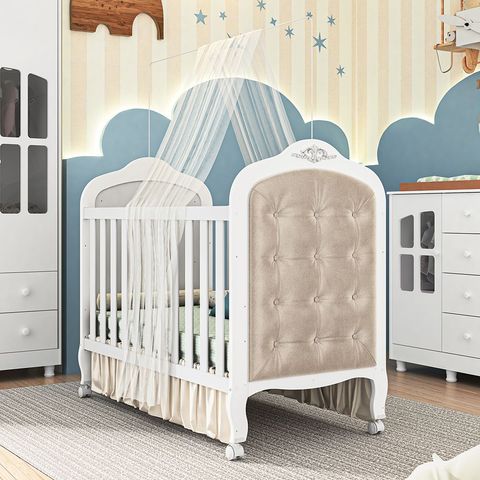 Berço Mini Cama 3 em 1 com Capitonê 100% MDF Maya Espresso Móveis