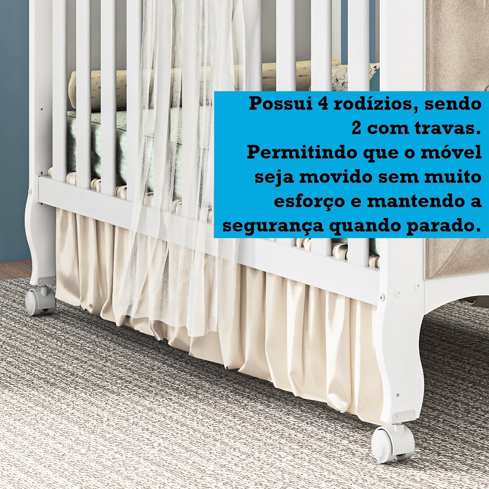 Berço Mini Cama 3 em 1 com Capitonê 100% MDF Maya Espresso Móveis - 9