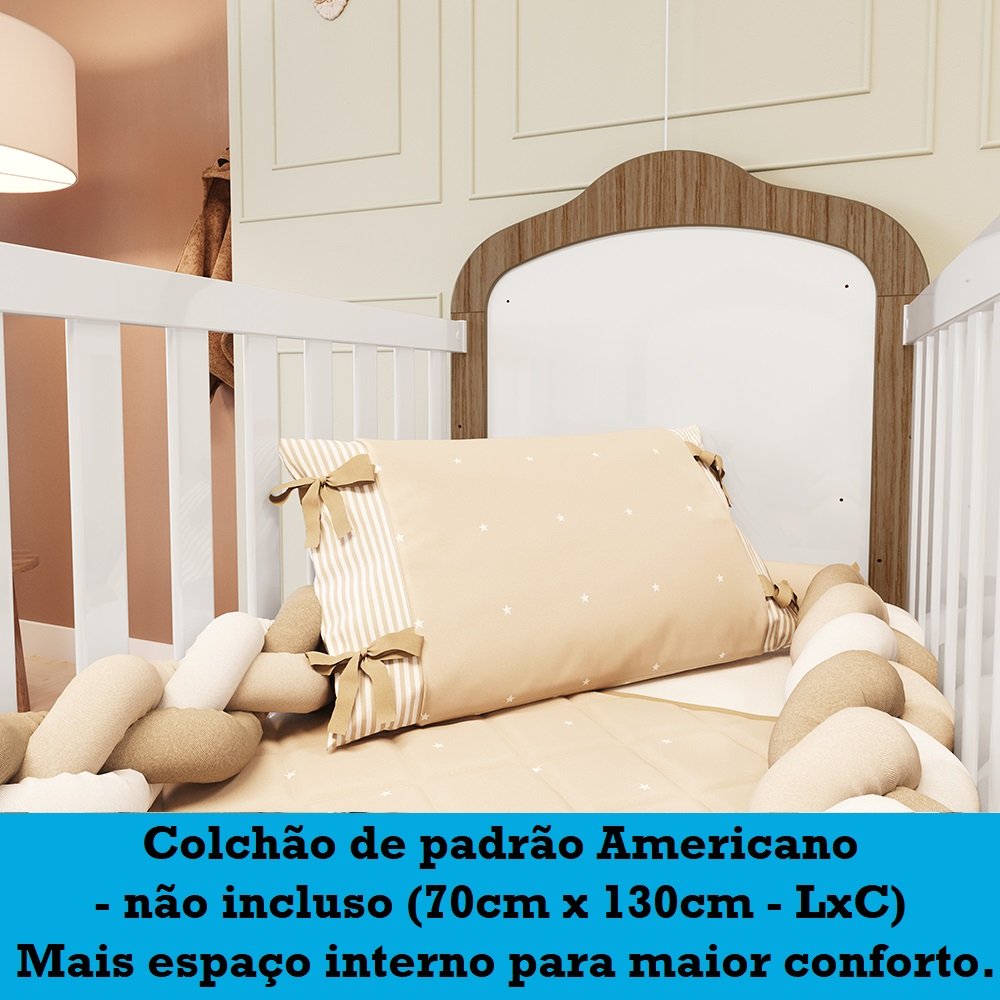 Berço Mini Cama 3 em 1 com Capitonê 100% MDF Maya Espresso Móveis - 10