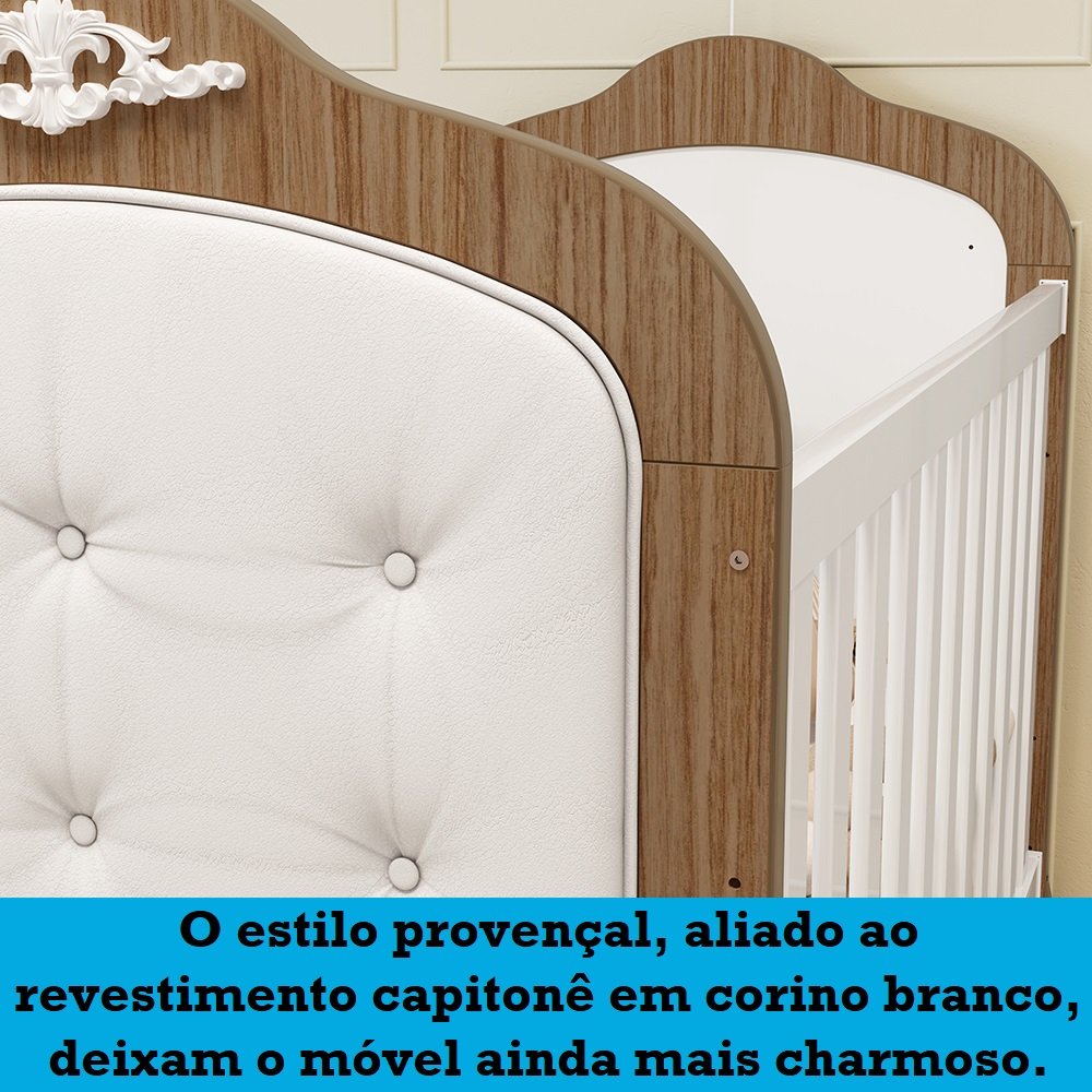 Berço Mini Cama 3 em 1 com Capitonê 100% MDF Maya Espresso Móveis - 11