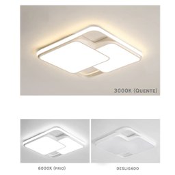 Luminária de Led de Sobrepor Quadrada Bivolt 32w 3 em 1 com Luz Central Dupla:branco - 6