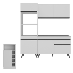 Cozinha Compacta com Bancada Americana/mesa Veneza Multimóveis Mp2211 Branco/preto - 6
