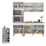 Cozinha Compacta com Bancada Americana/mesa Veneza Multimóveis Mp2211 Branco/preto - 4