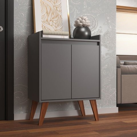 Aparador Buffet 60cm Retro Mdf Grafite Madri - On Móveis