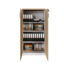 Ver mais imagens de Armário Escritório 80cm x 161,5cm 2 Portas 3 Prateleiras Marrom/Macadâmia/Branco