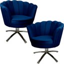 Ver imagem 1 de Kit Duas Poltronas Giratórias Pétala em Sued Premium Azul Marinho Sua Casa Decorações