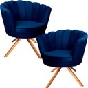 Ver imagem 2 de Kit Duas Poltronas Giratórias Pétala em Sued Premium Azul Marinho Sua Casa Decorações