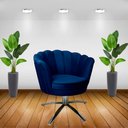 Ver imagem 5 de Kit Duas Poltronas Giratórias Pétala em Sued Premium Azul Marinho Sua Casa Decorações