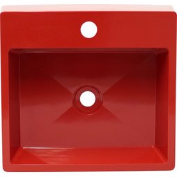 Pia Cuba Sobrepor para Banheiro de Mármore Sintético Vermelho Pop 31 X 31 Quanta Compositos Cuba sob - 2