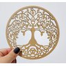 Mandala Arvore Vida - Mdf - Cru - Quadro Adesivo - 20cm - 2
