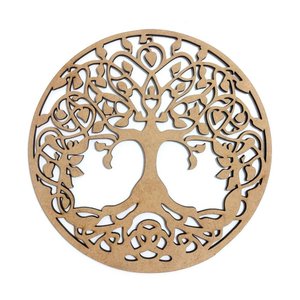 Mandala Arvore Vida - Mdf - Cru - Quadro Adesivo - 20cm
