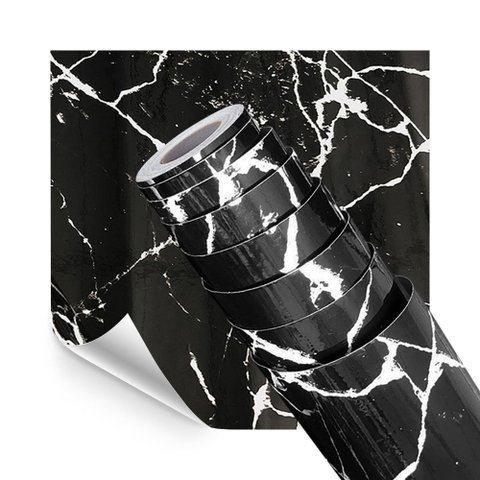 Papel de Parede Adesivo Cozinha Alta Temperatura Marmore Preto