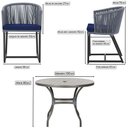 Ver imagem 2 de Mesa com 4 Cadeiras de Jantar Roma 100cm e Noronha em Aluminío Preto Corda Nautica Estofado 10 Trama