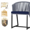 Ver imagem 4 de Mesa com 4 Cadeiras de Jantar Roma 100cm e Noronha em Aluminío Preto Corda Nautica Estofado 10 Trama