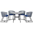 Ver imagem 1 de Mesa com 4 Cadeiras de Jantar Roma 100cm e Noronha em Aluminío Preto Corda Nautica Estofado 10 Trama