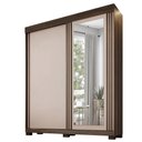 Ver imagem 1 de Guarda Roupa 2 Portas de Correr com Espelho 3 Gavetas Mônaco Benetil Imbuia Off White