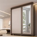 Ver imagem 2 de Guarda Roupa 2 Portas de Correr com Espelho 3 Gavetas Mônaco Benetil Imbuia Off White
